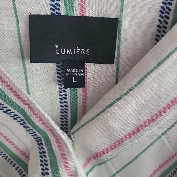 NWT! Lumiere Striped tank top cream, green, pink and blue Large - Picture 2 of 4